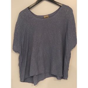 Uru 100% Silk Periwinkle Floral Textured Blouse